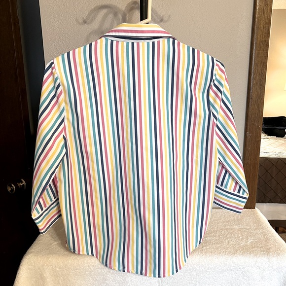 Cute Multicolor Striped Button-Down Blouse - PS - Picture 2 of 3